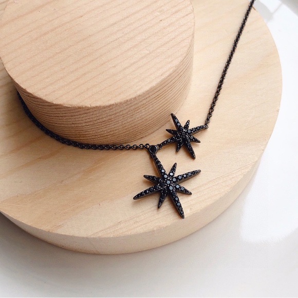 APM Monaco Jewelry - Elegant Black Starburst Necklace